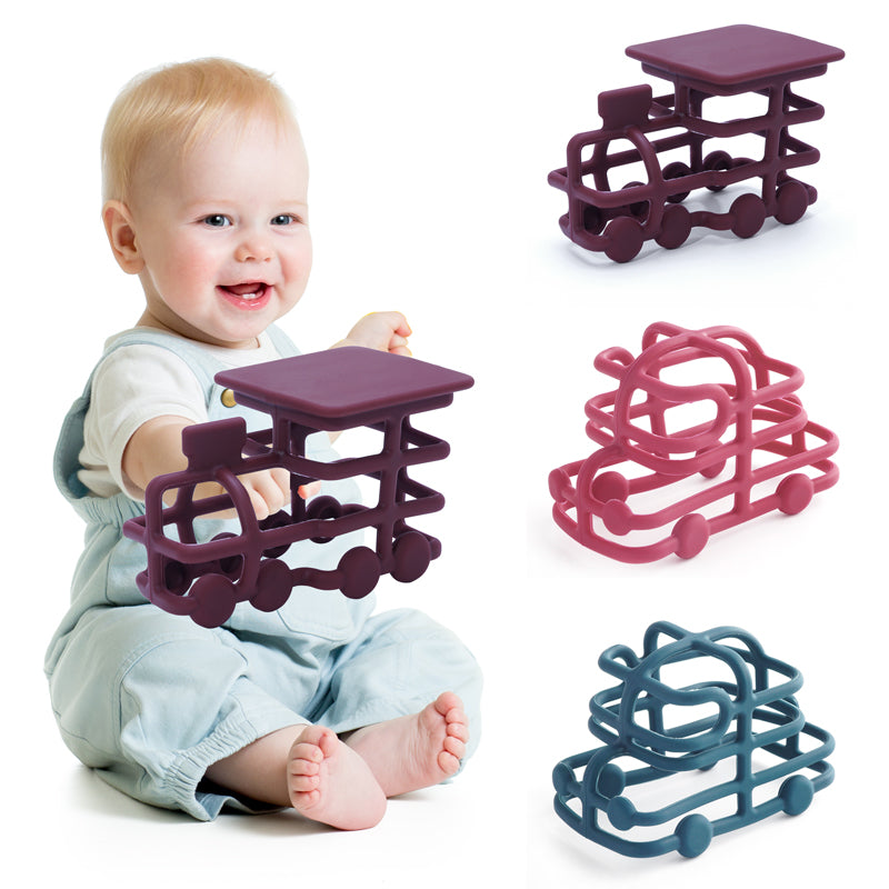 car and train shaped non-toxic silicon teether